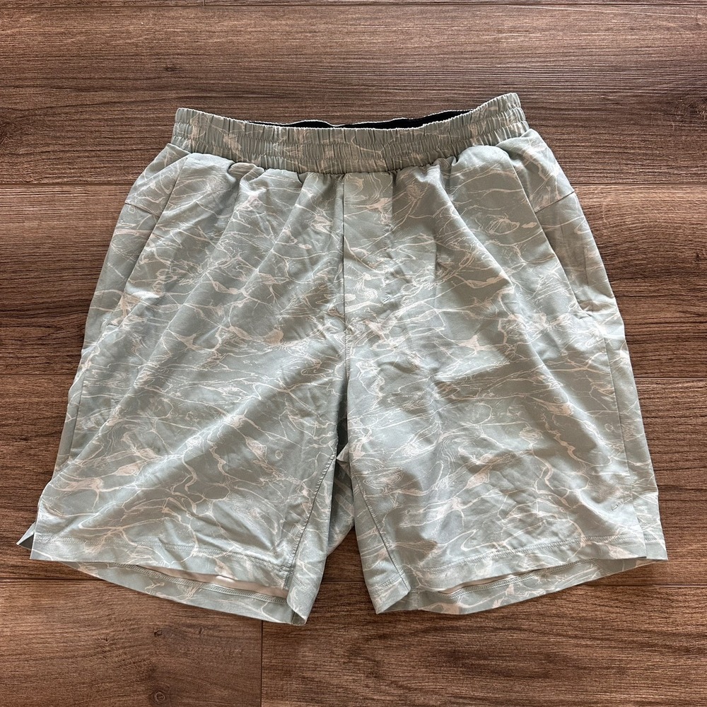 Lululemon Men's Channel Cross Swim Short 7" teal design Size S - LM7AF7S